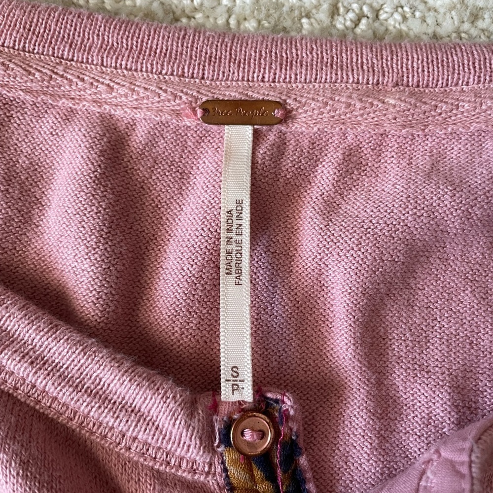 Free People Light Magic Henley Top Pink Cream S - Picture 4 of 9